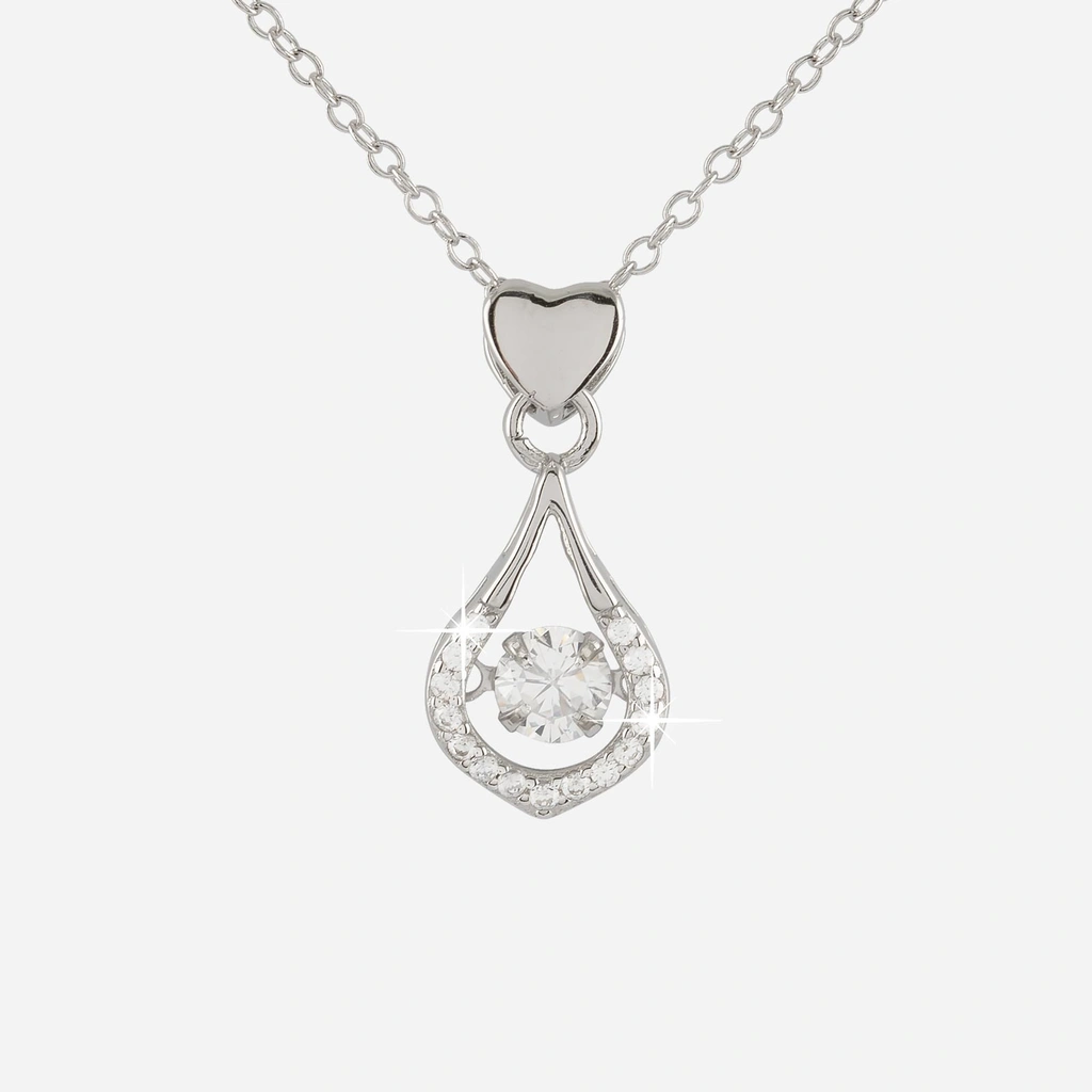 Silverhalsband droppe & hjärta 42+3 cm