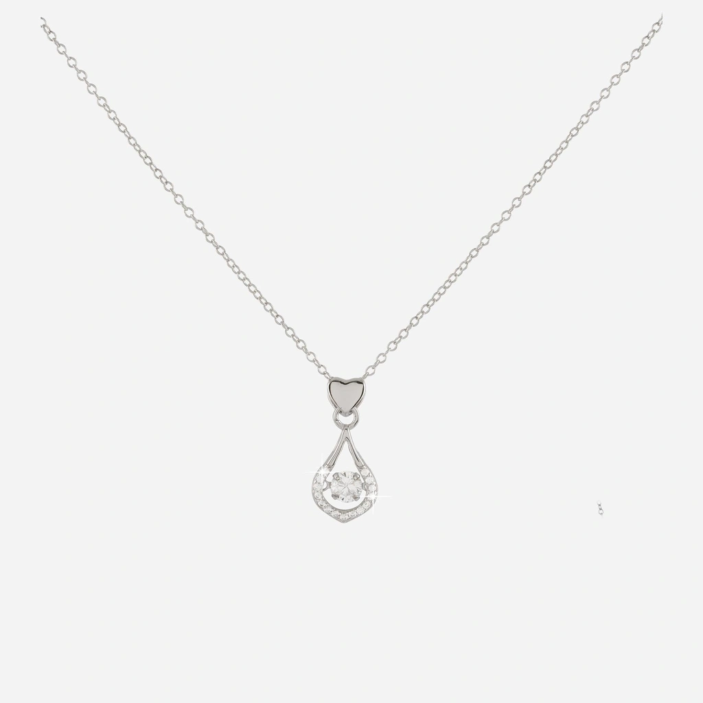 Silverhalsband droppe & hjärta 42+3 cm