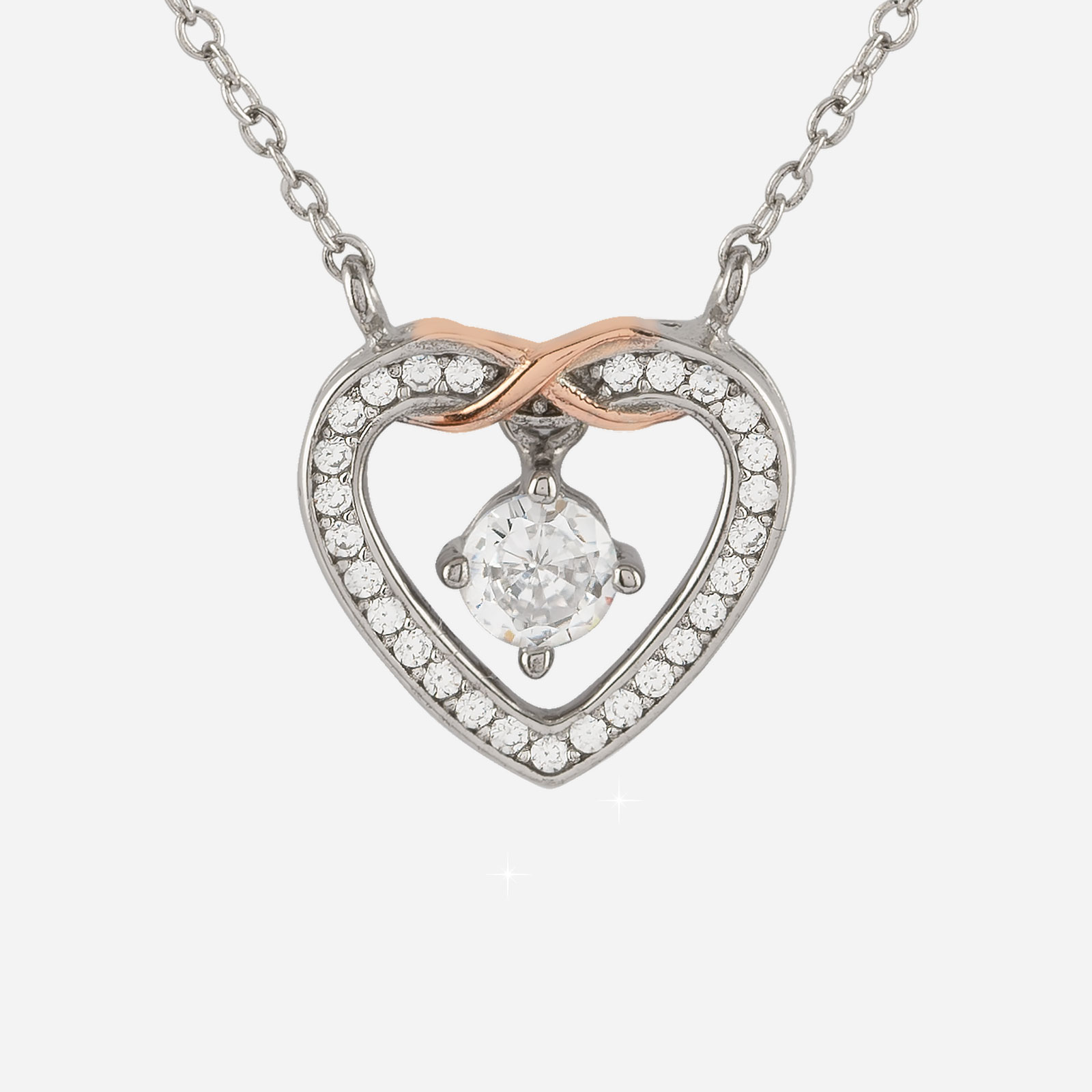 Silverhalsband med hjärtberlock 42+3 cm