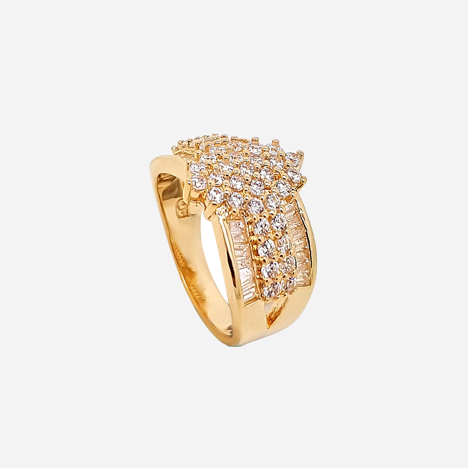 18k guldpläterad bred ring - vita stenar