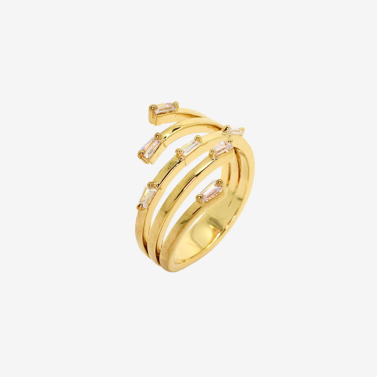 18k guldpläterad bred ring - vita stenar