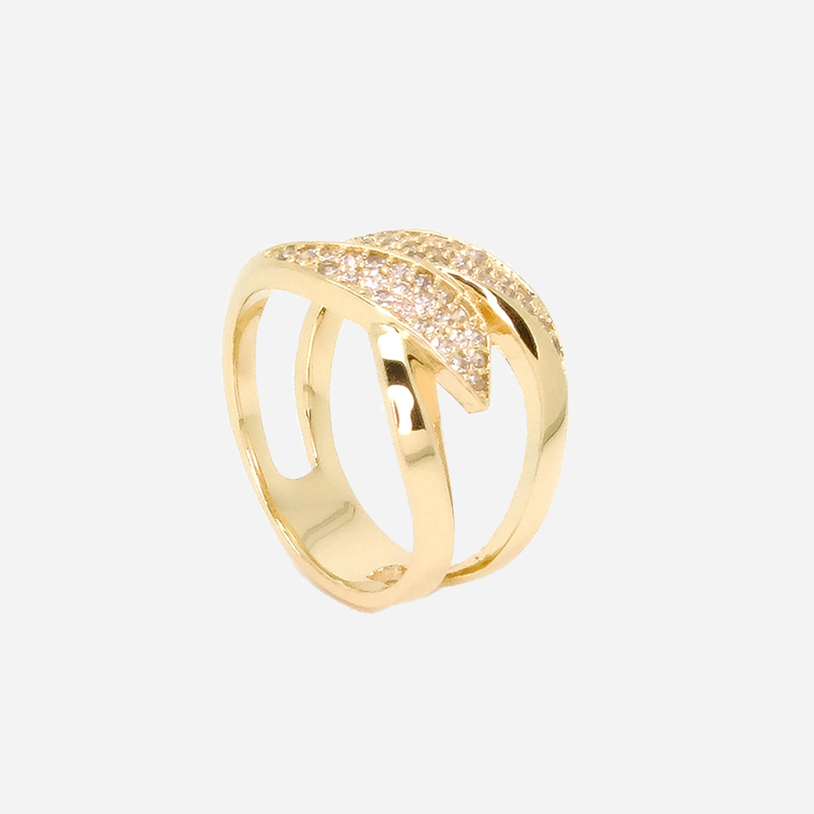 18k guldpläterad bred ring - vita stenar