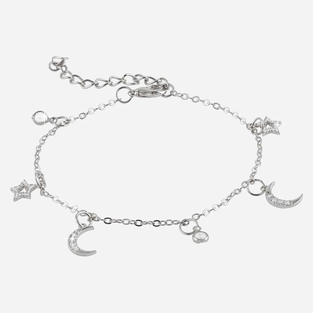 Silverfärgad fotlänk med berlocker