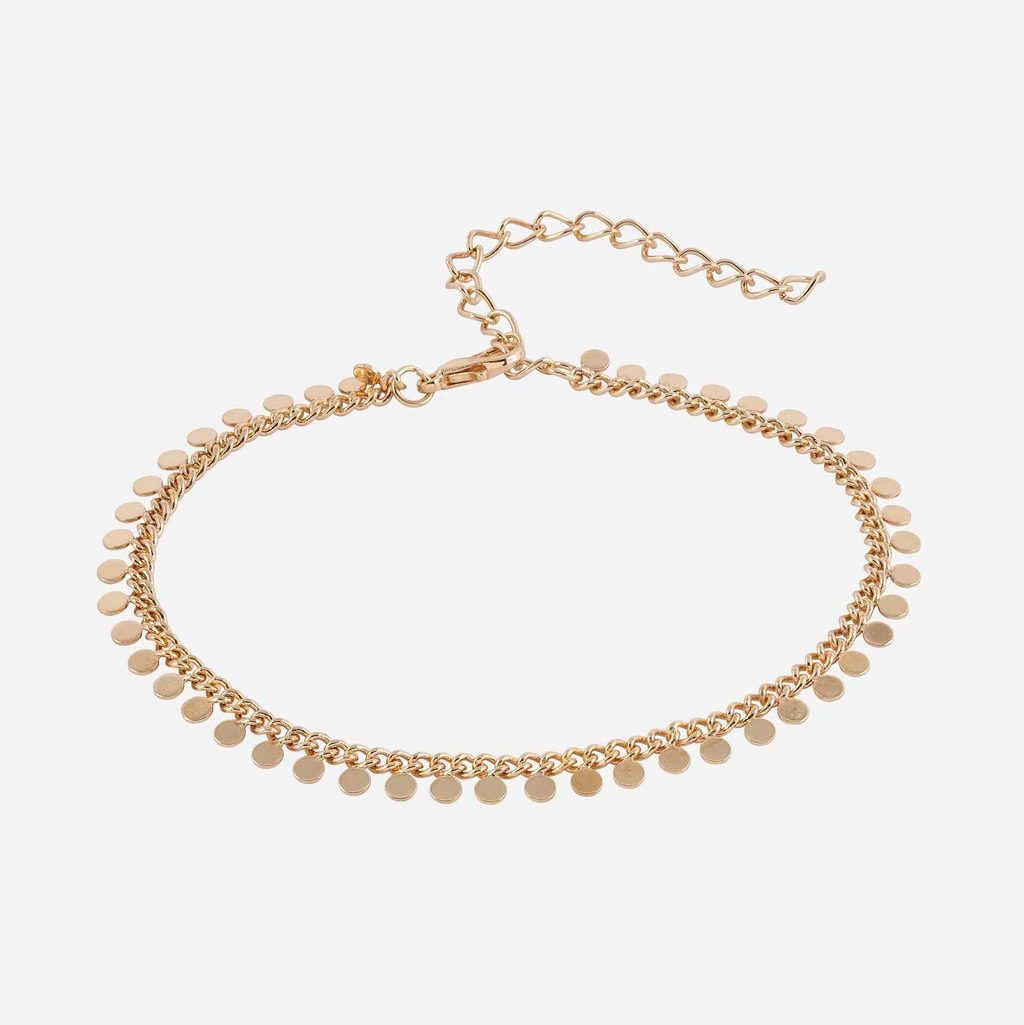 Fotlänk - guldfärgad med plattor