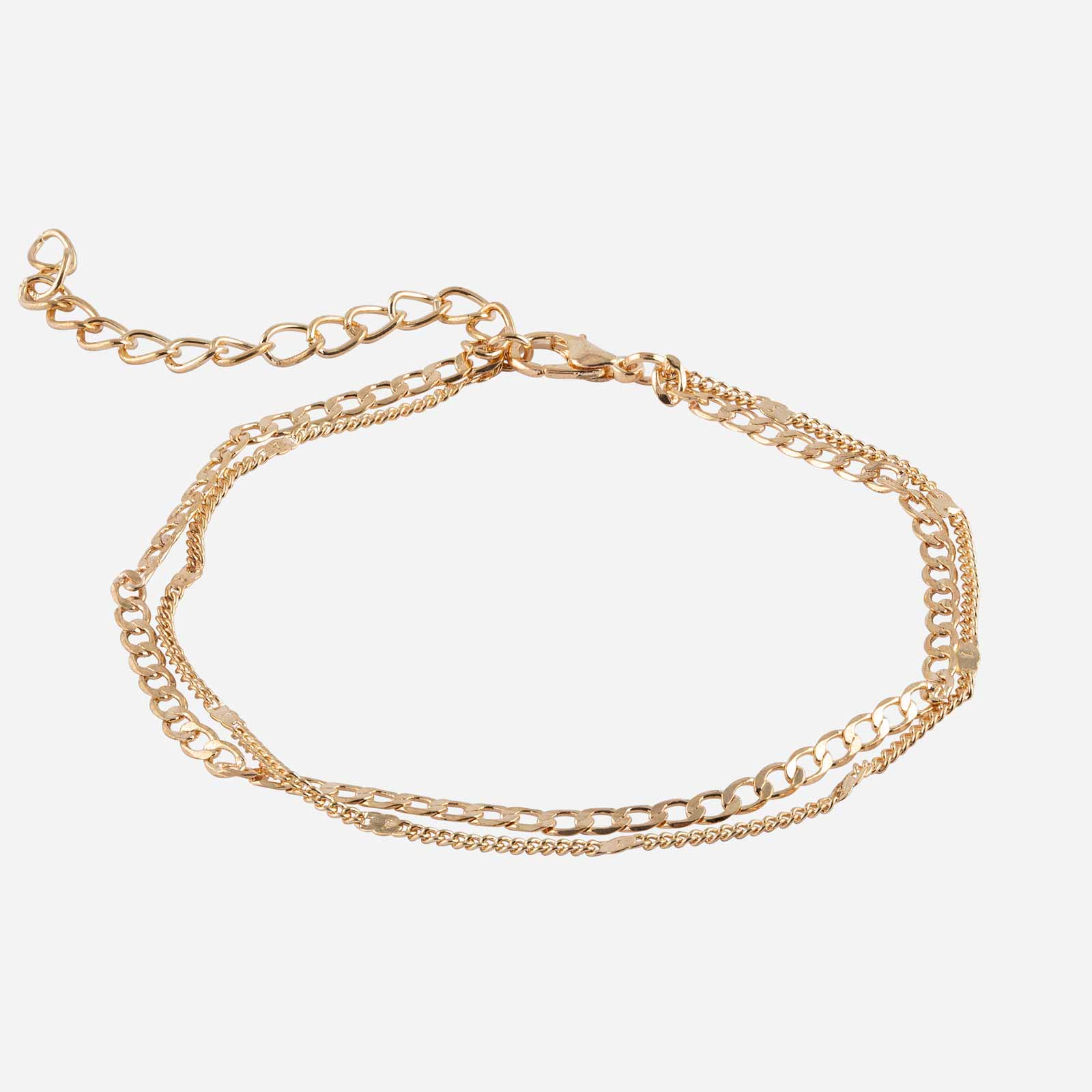 Guldfärgad fotlänk - två kedjor, 20+7 cm