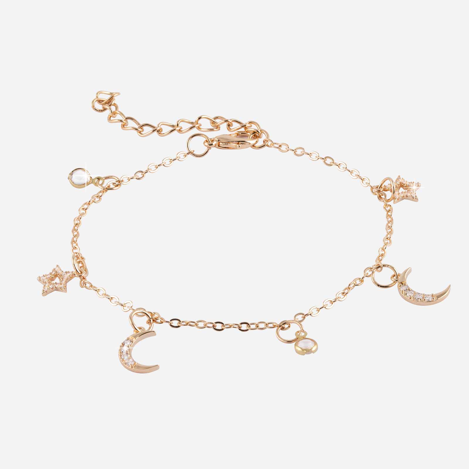 Guldfärgad fotlänk med berlocker