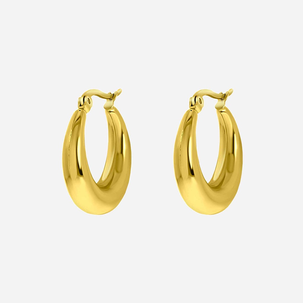 Guldfärgade stålörhängen - docerade hoops 25 mm