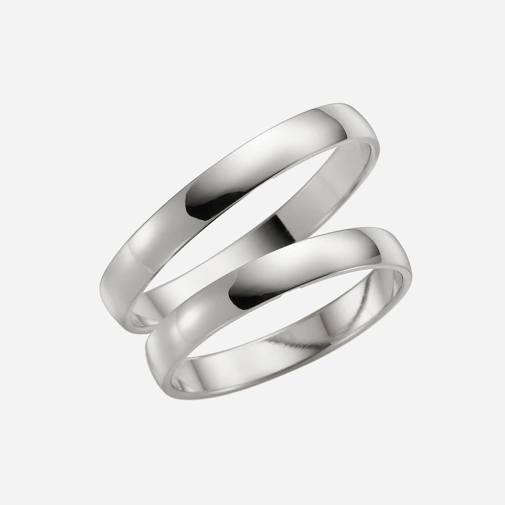 Förlovningsring 9k vitguld - kupad 3 mm / 1 mm