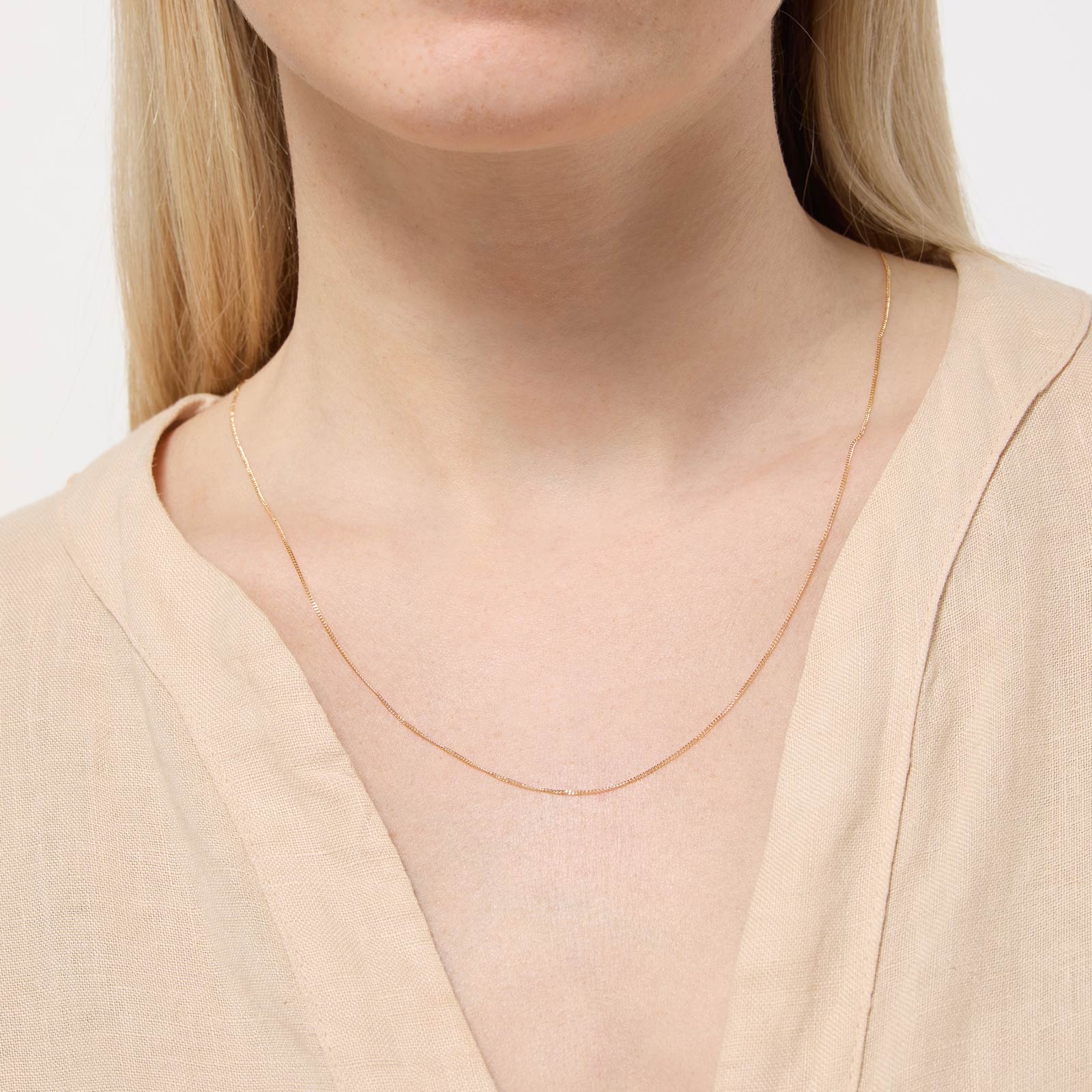 Halsband 18k guld - Pansarlänk 45+5 cm