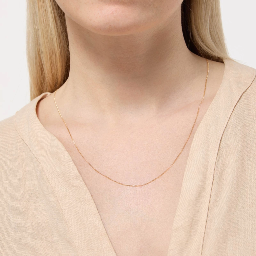 Halsband 18k guld - Pansarlänk 45+5 cm