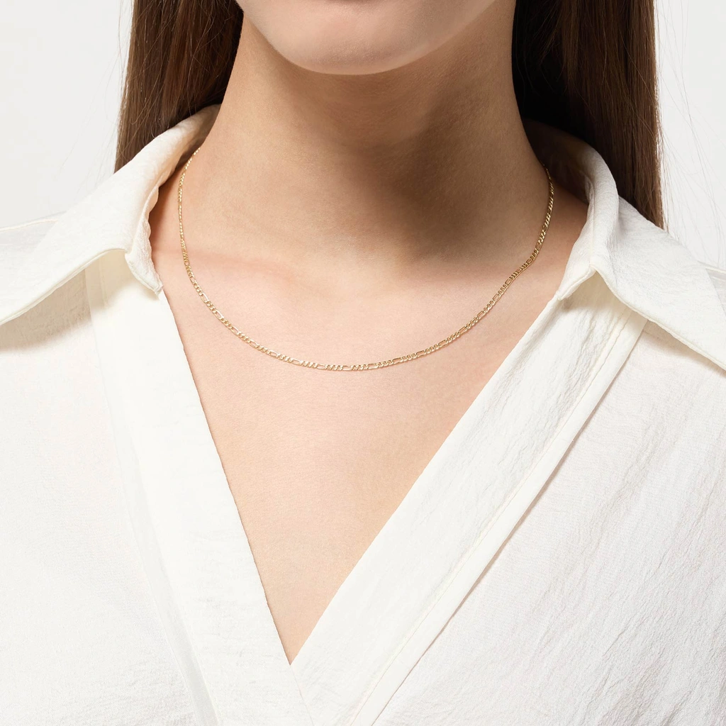 Halsband 9k guld - Figarokedja 46 cm