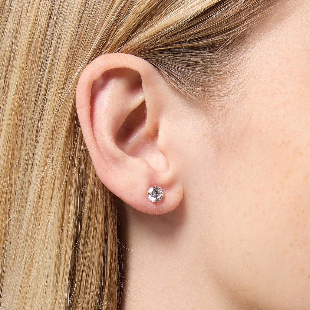 Örhängen 18k guld - Kubisk Zirkonia 6 mm