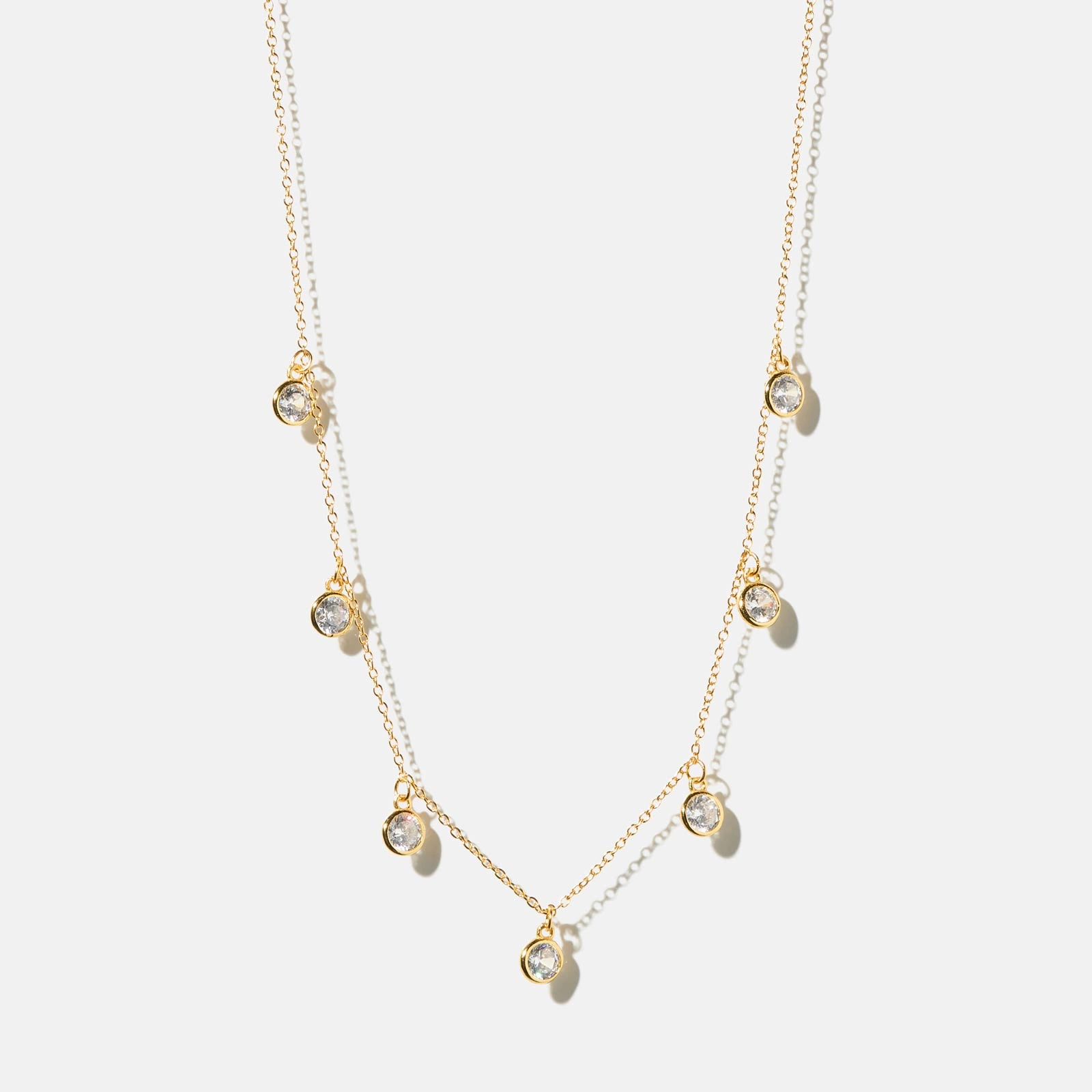 Guldpläterat halsband i äkta silver - Kubisk Zirkonia, 42+3 cm