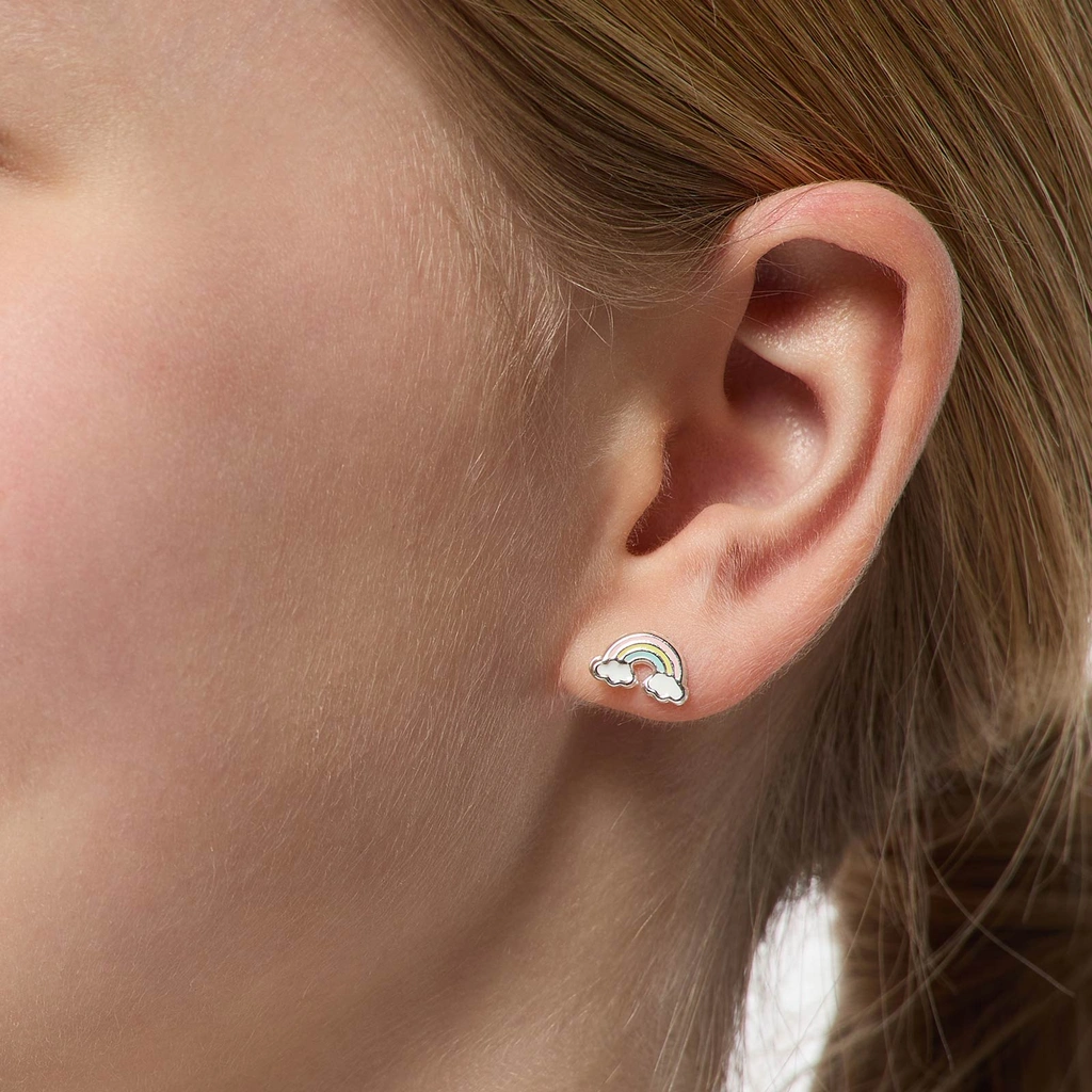 Silverörhängen för barn - regnbågar