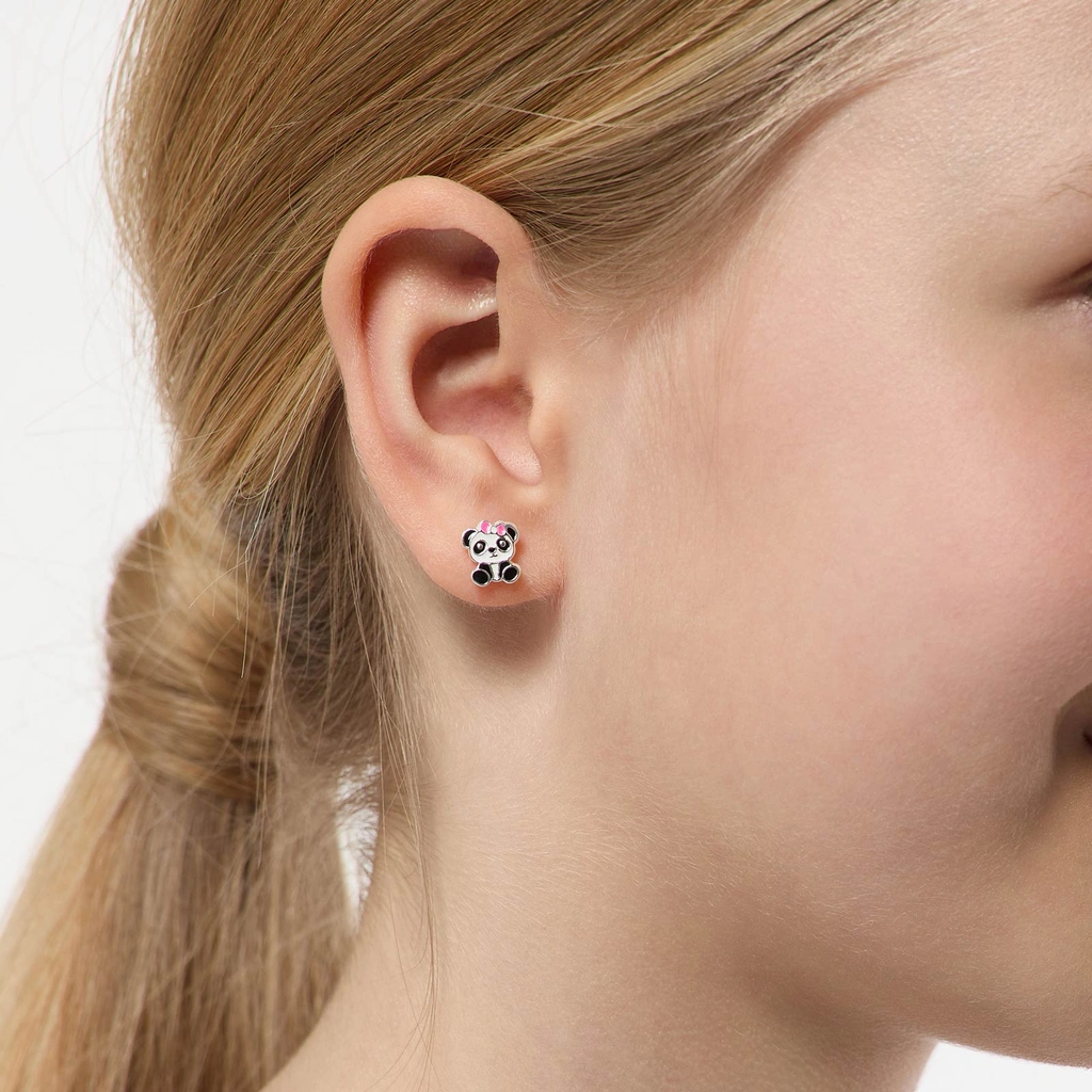 Silverörhängen för barn - pandor