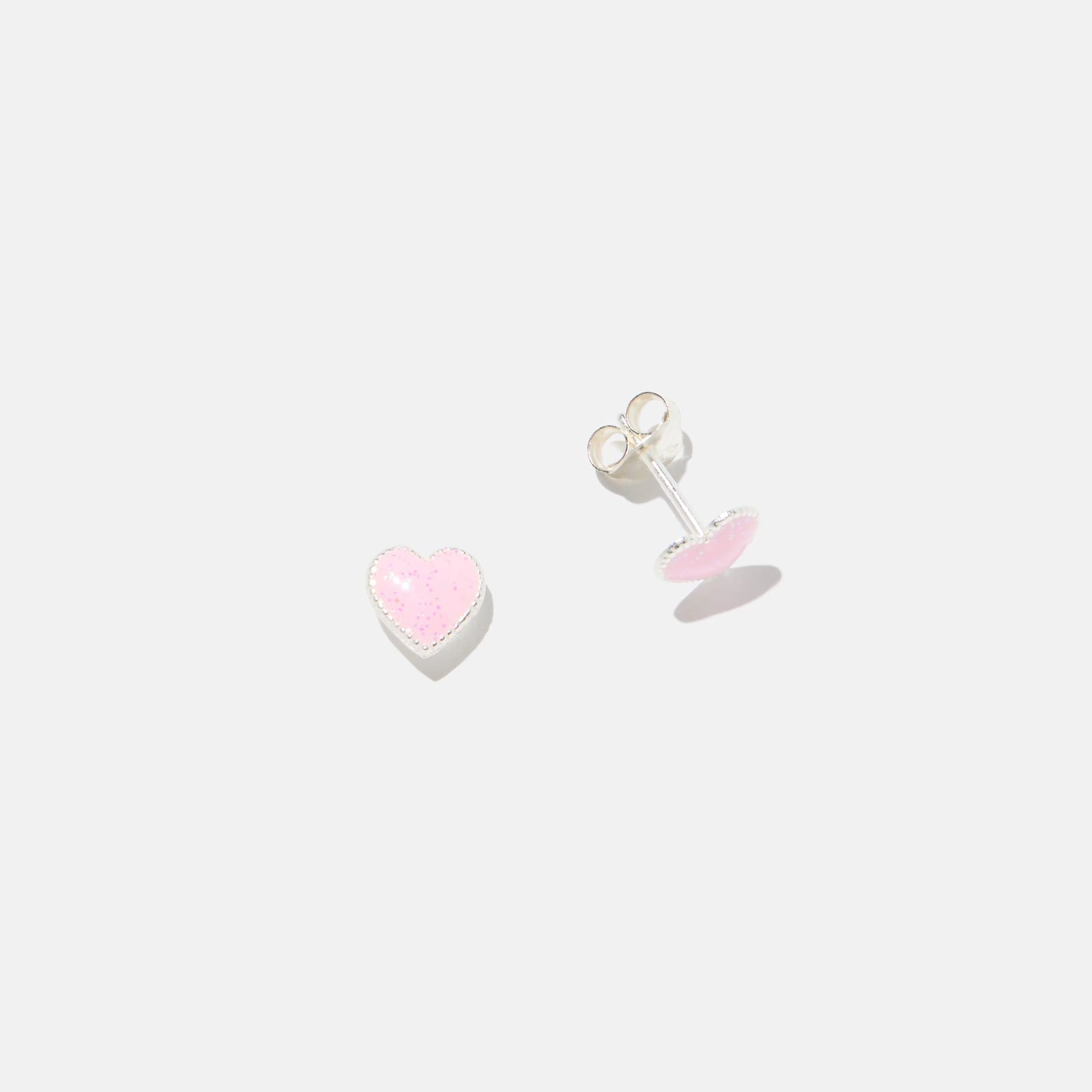Silverörhängen för barn - små rosa hjärtan