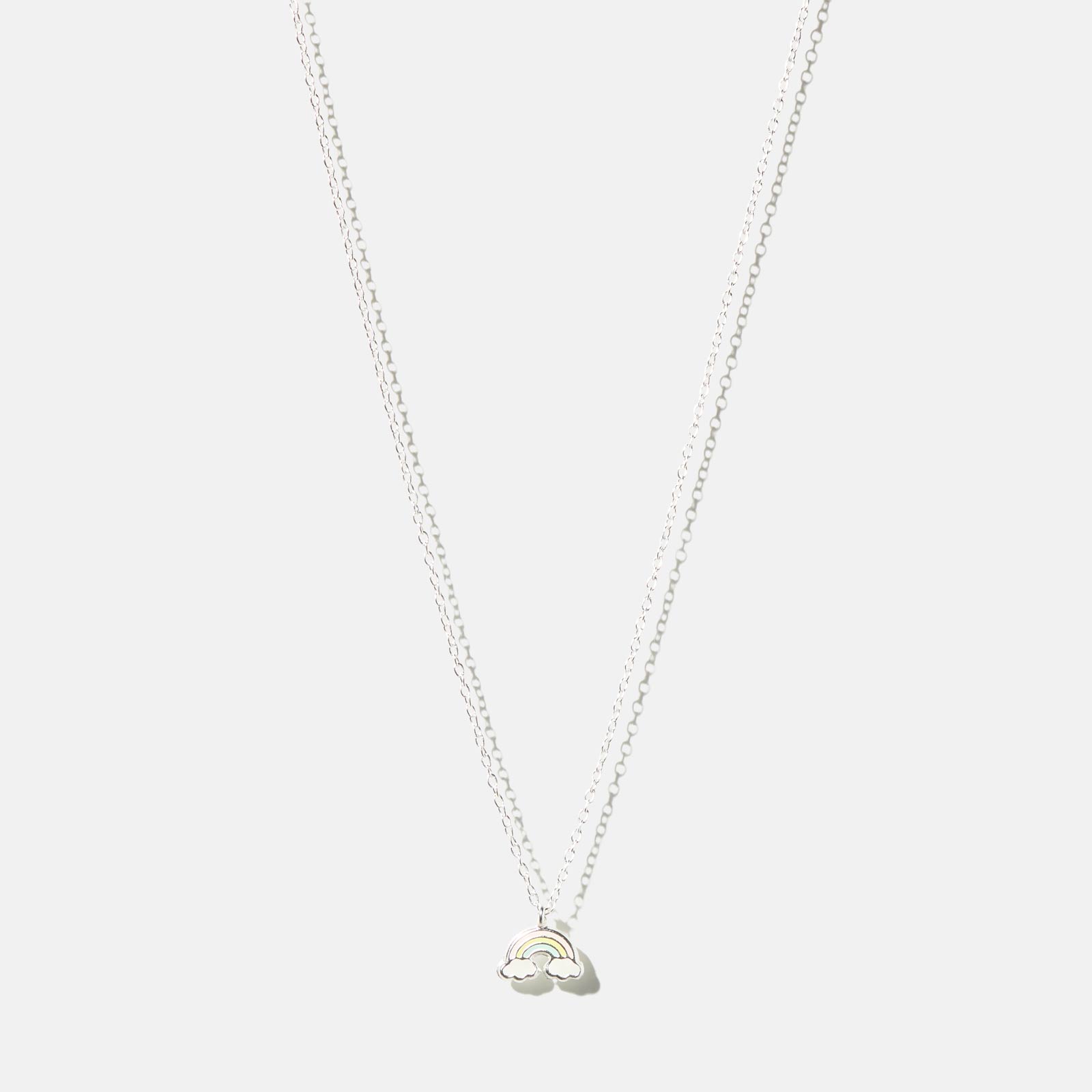 Silverhalsband för barn - regnbåge, 36+3cm