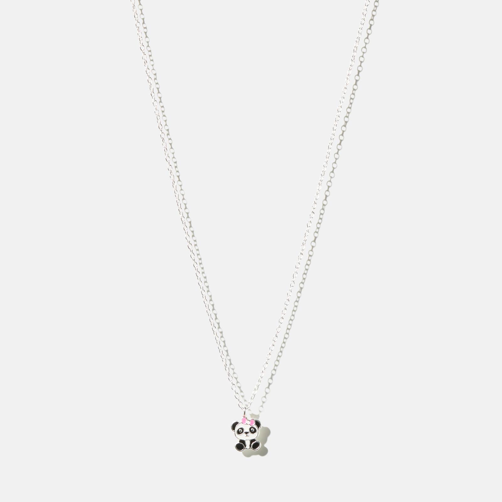 Silverhalsband för barn - panda, 36+3cm