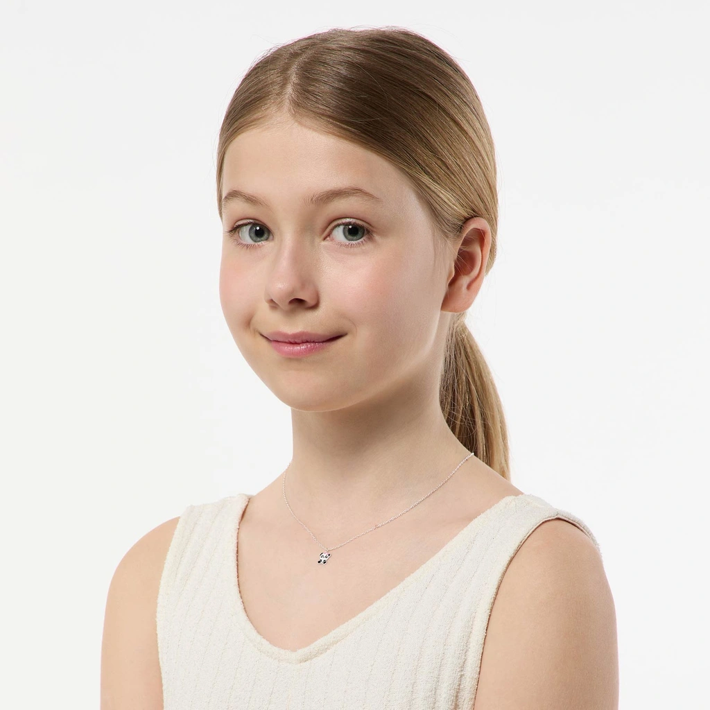 Silverhalsband för barn - panda, 36+3cm