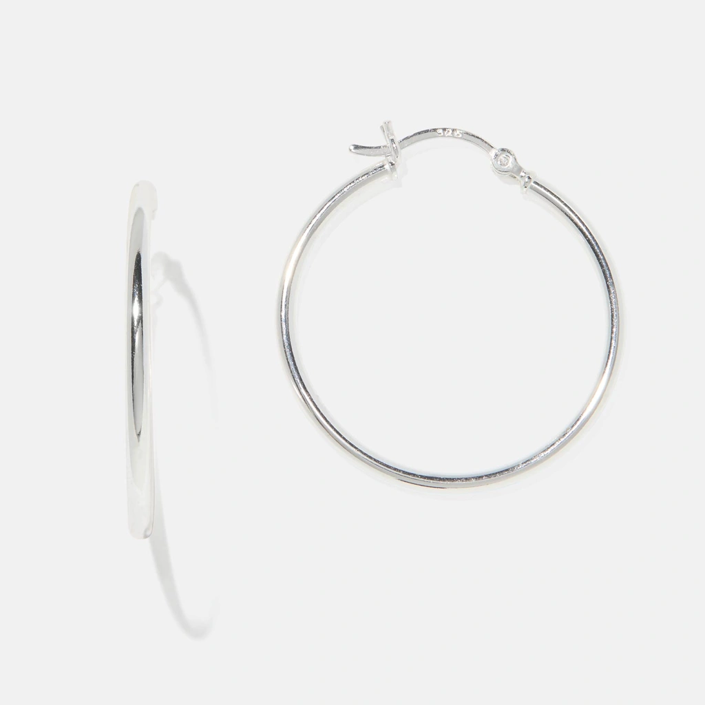 Örhängen i äkta silver - släta hoops 30 mm