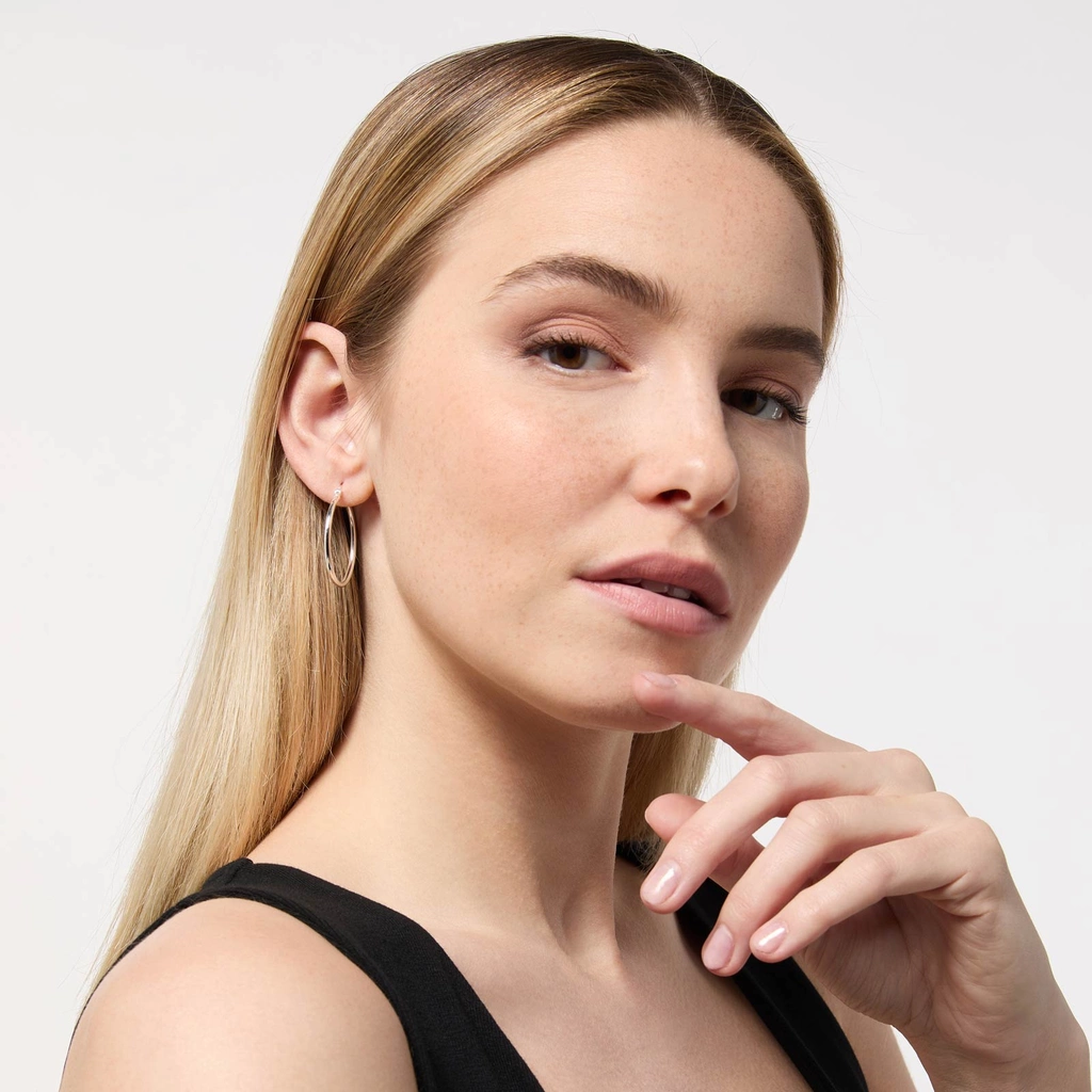 Örhängen i äkta silver - släta hoops 30 mm