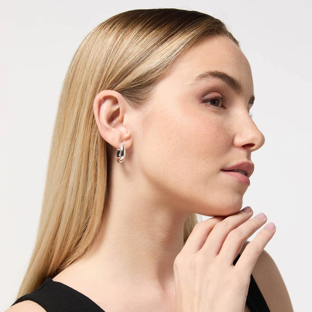 Örhängen i äkta silver, hoops - 15x17 mm