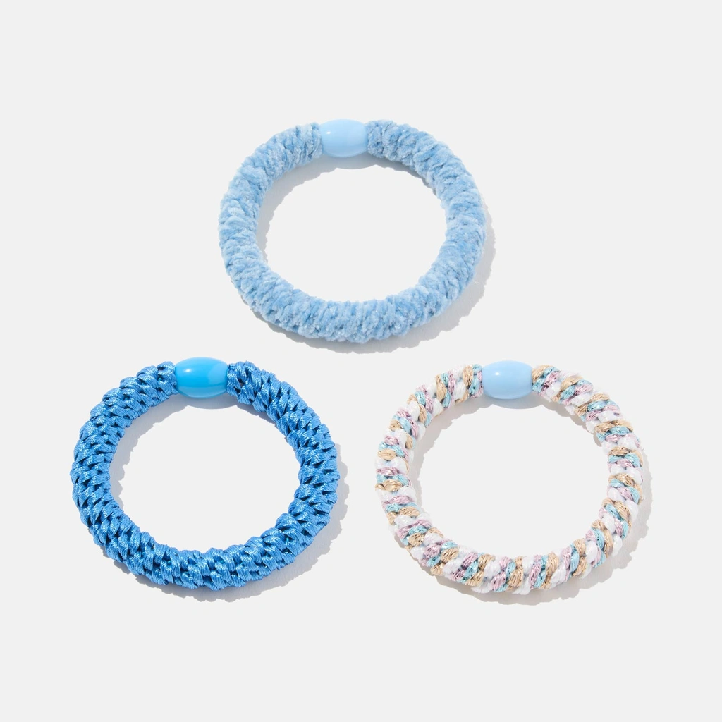 3-pack Flätade Hårsnoddar - Blå