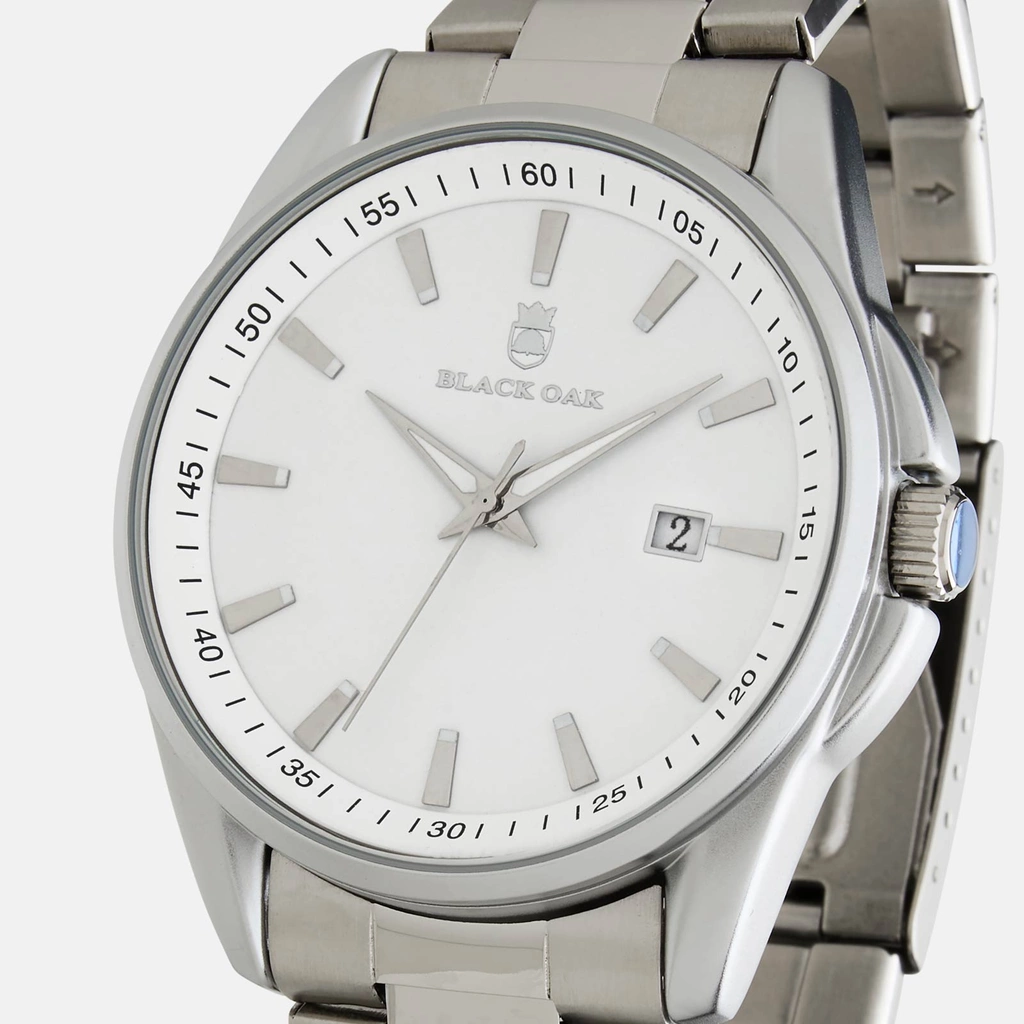 Black Oak Spike herrklocka - silver/vit, 43 mm