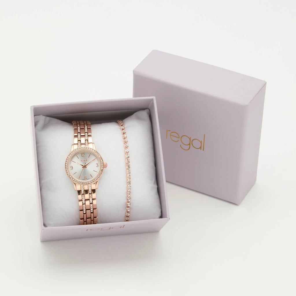 Regal klockset dam - metallband, rosegold, 26mm