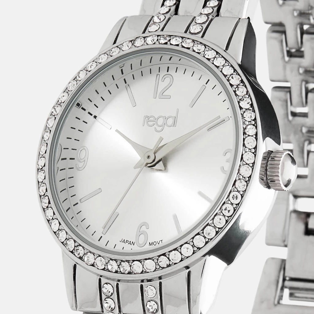 Regal klockset dam - metallband, silverton/vit, 26mm