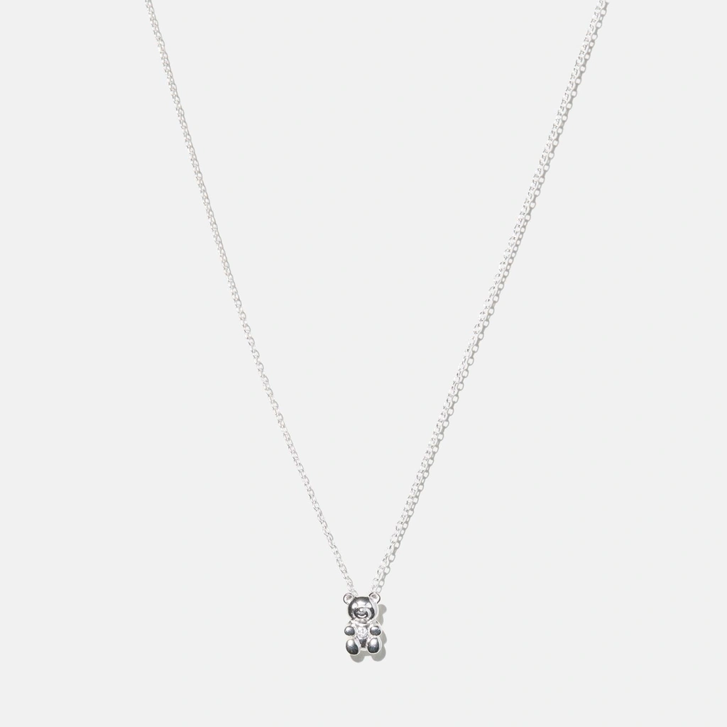 Silverhalsband för barn - nalle, 36+3cm