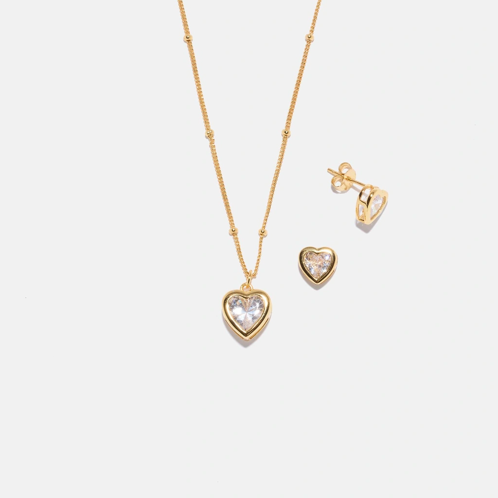 Guldpläterat smyckeset i äkta silver - hjärtan