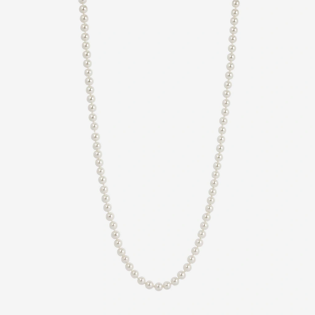 Pärlhalsband - vita pärlor, 120 cm.