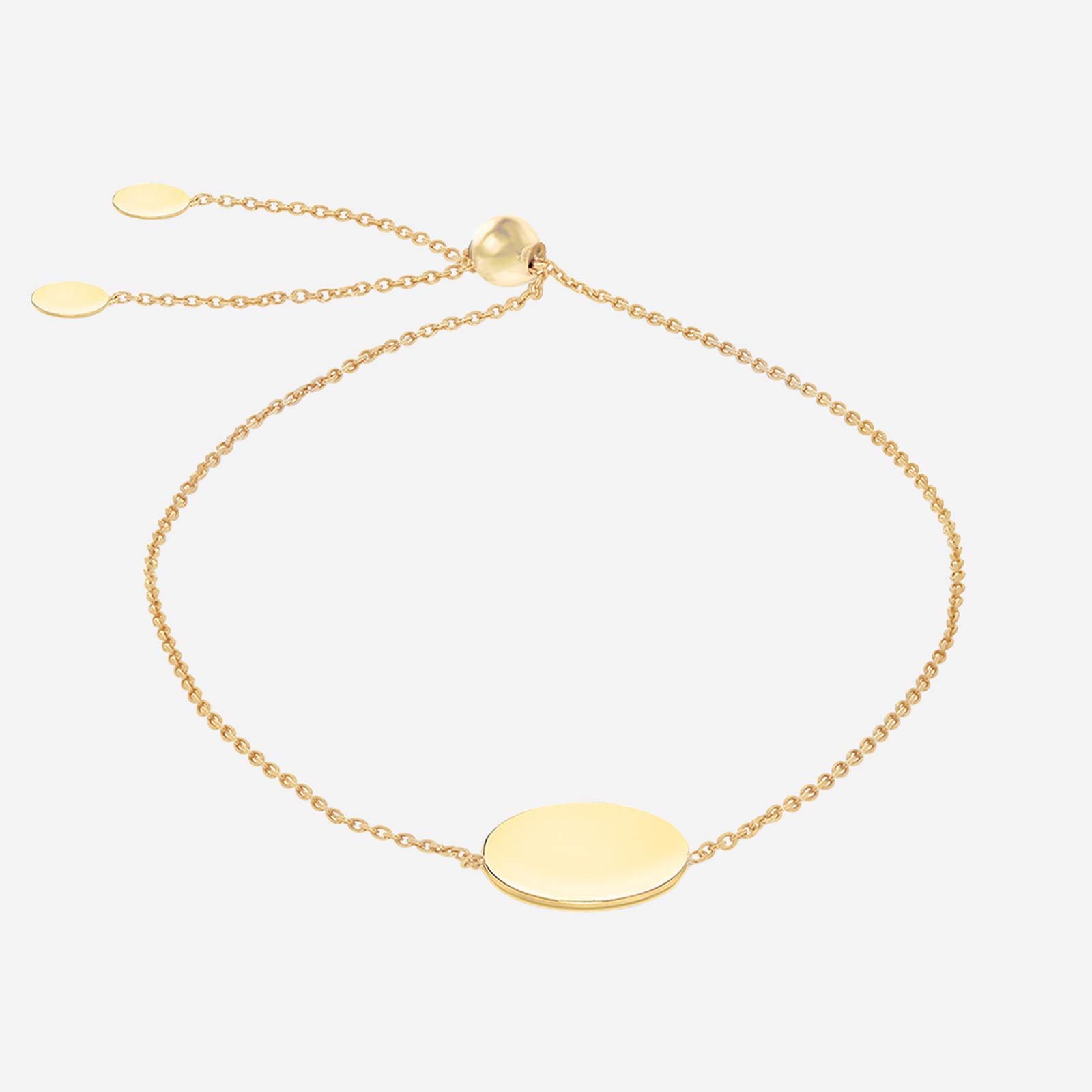 Armband dam 9k guld - Rund Bricka