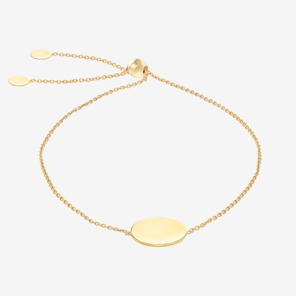 Armband dam 9k guld - Rund Bricka