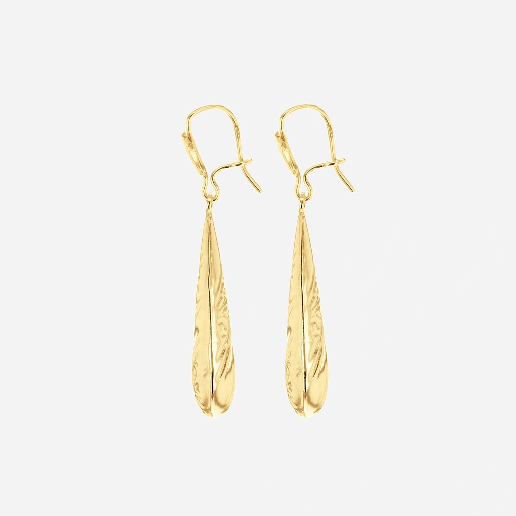 Örhängen 9k guld - mönstrade droppar 36 mm