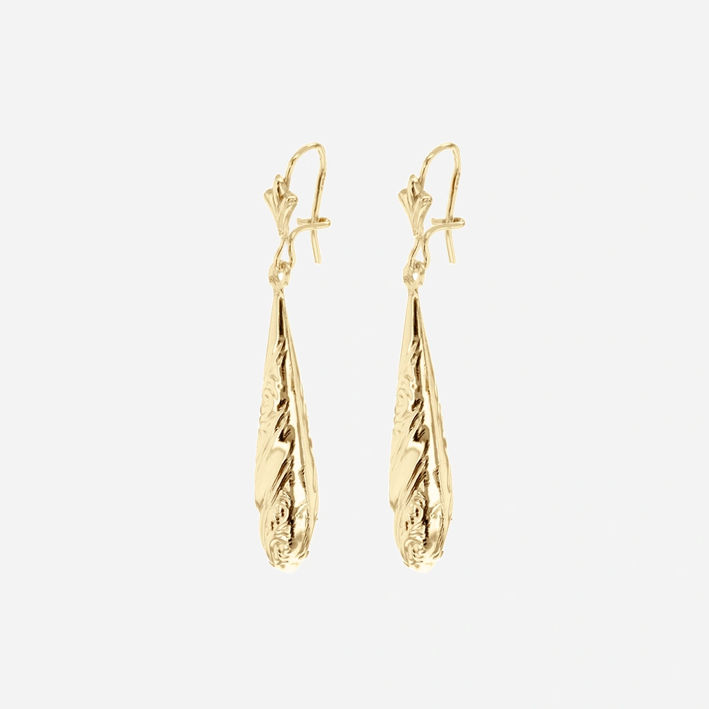 Örhängen 9k guld - mönstrade droppar 36 mm