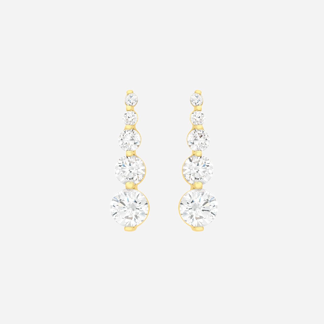 Örhängen 9k guld - 5 Kubisk Zirkonia 19 mm