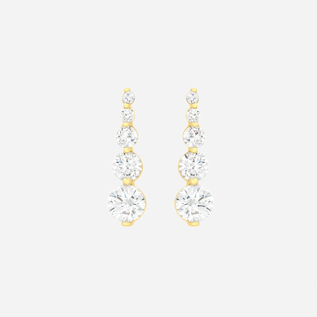 Örhängen 9k guld - 5 Kubisk Zirkonia 19 mm