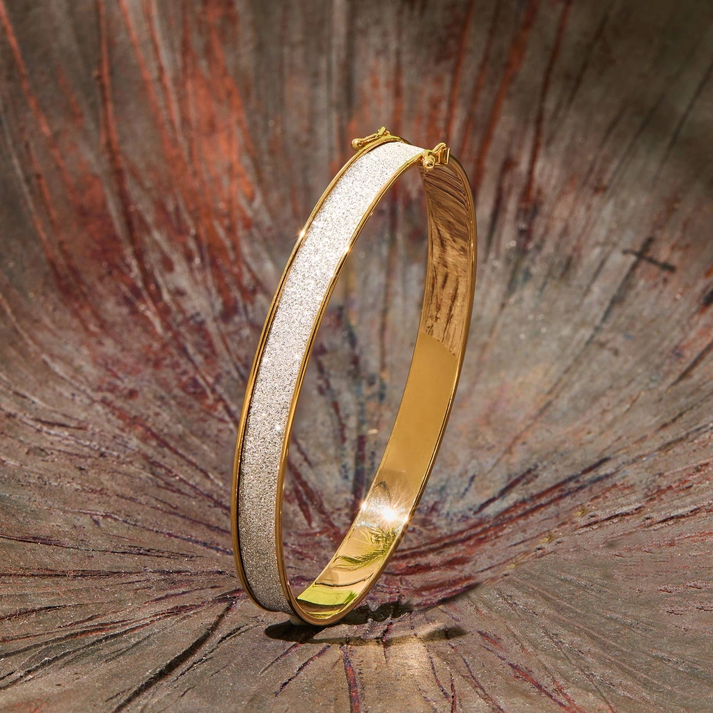 Armband dam 9k guld - bangle stardust, 55mm