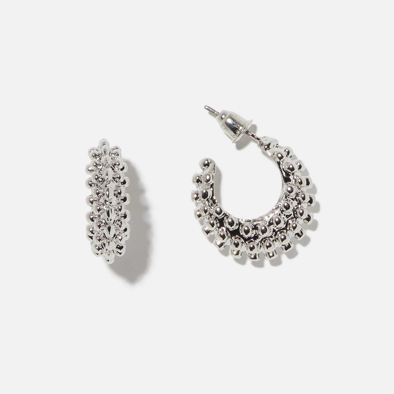 Mönstrade silverfärgade hoops - 51205746