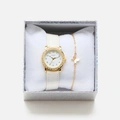 Regal barnklocka - set med armband, guld/vit, 28 mm