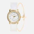 Regal barnklocka - set med armband, guld/vit, 28 mm