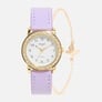 Regal barnklocka - set med armband, guld/ljuslila, 28 mm