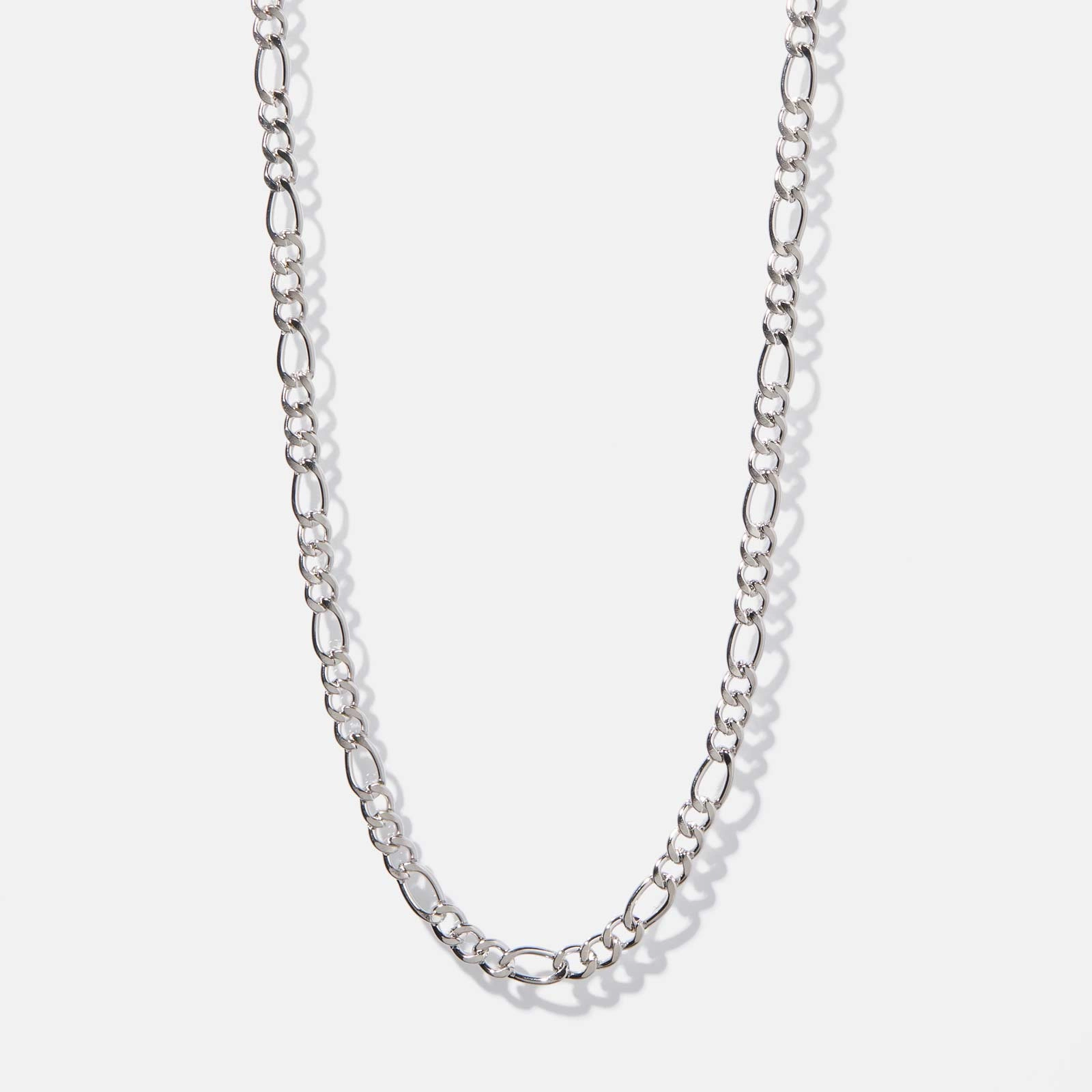Silverfärgad halsband - figarolänk 70+6 cm