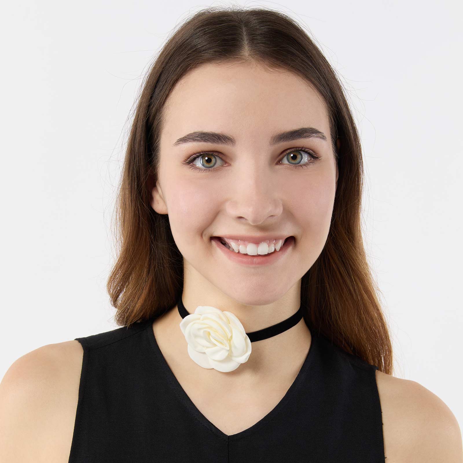 Halsband Choker - vit blomma
