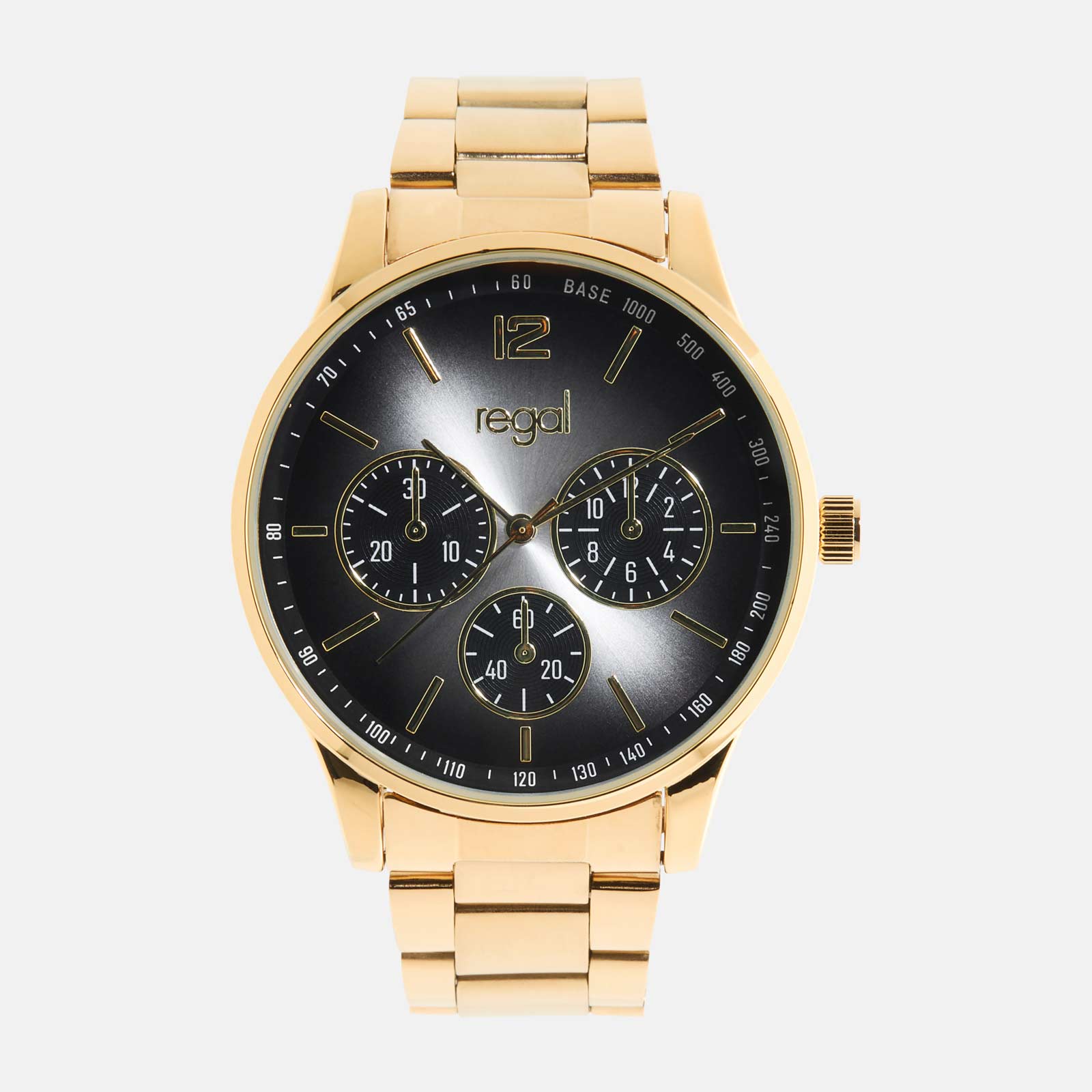 Regal herrklocka -  metallband, guldton/grå, 42mm