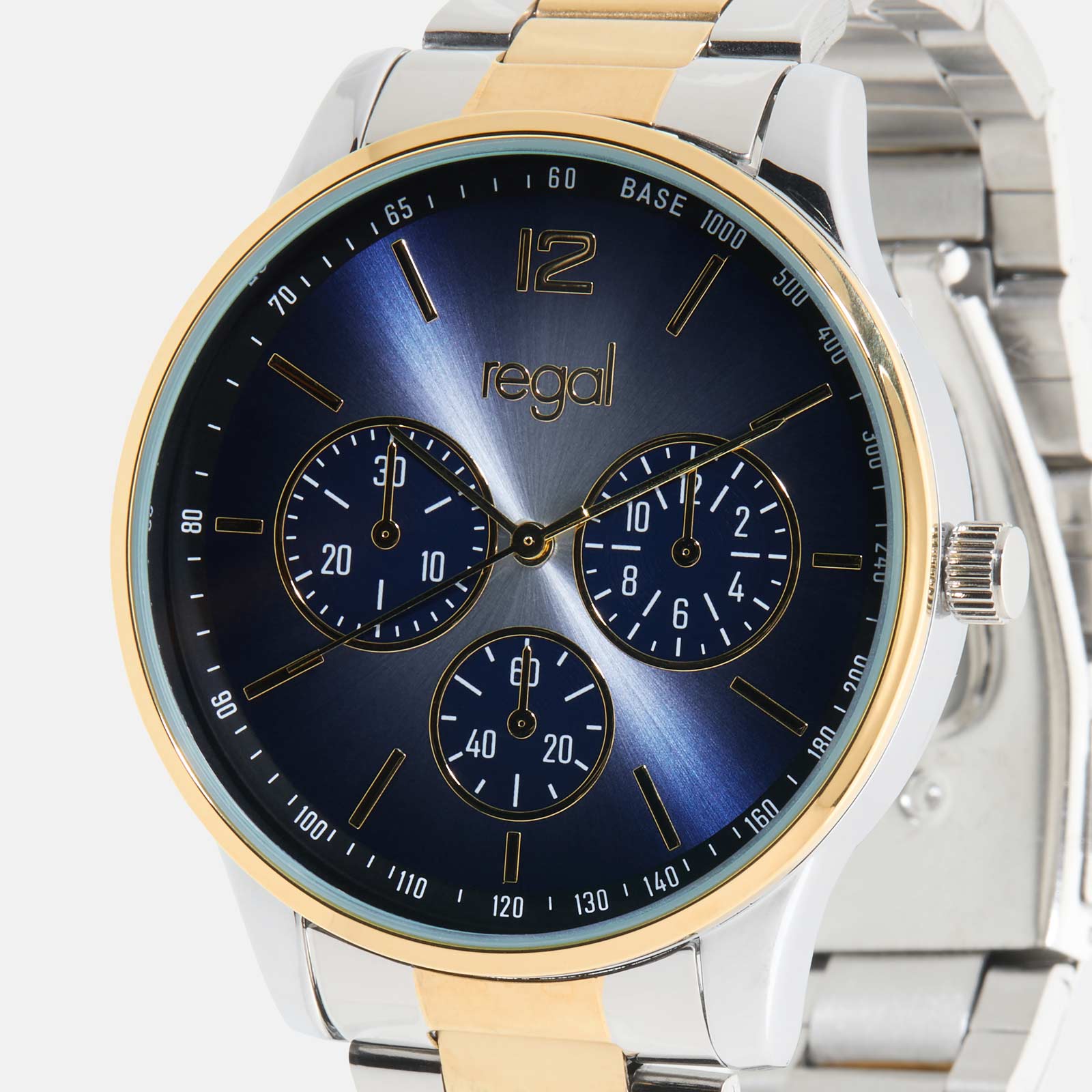 Regal herrklocka -  metallband, bicolor/blå, 42mm