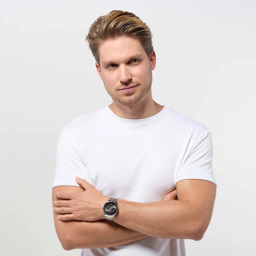 Regal herrklocka -  metallband, silverton/grå, 42mm