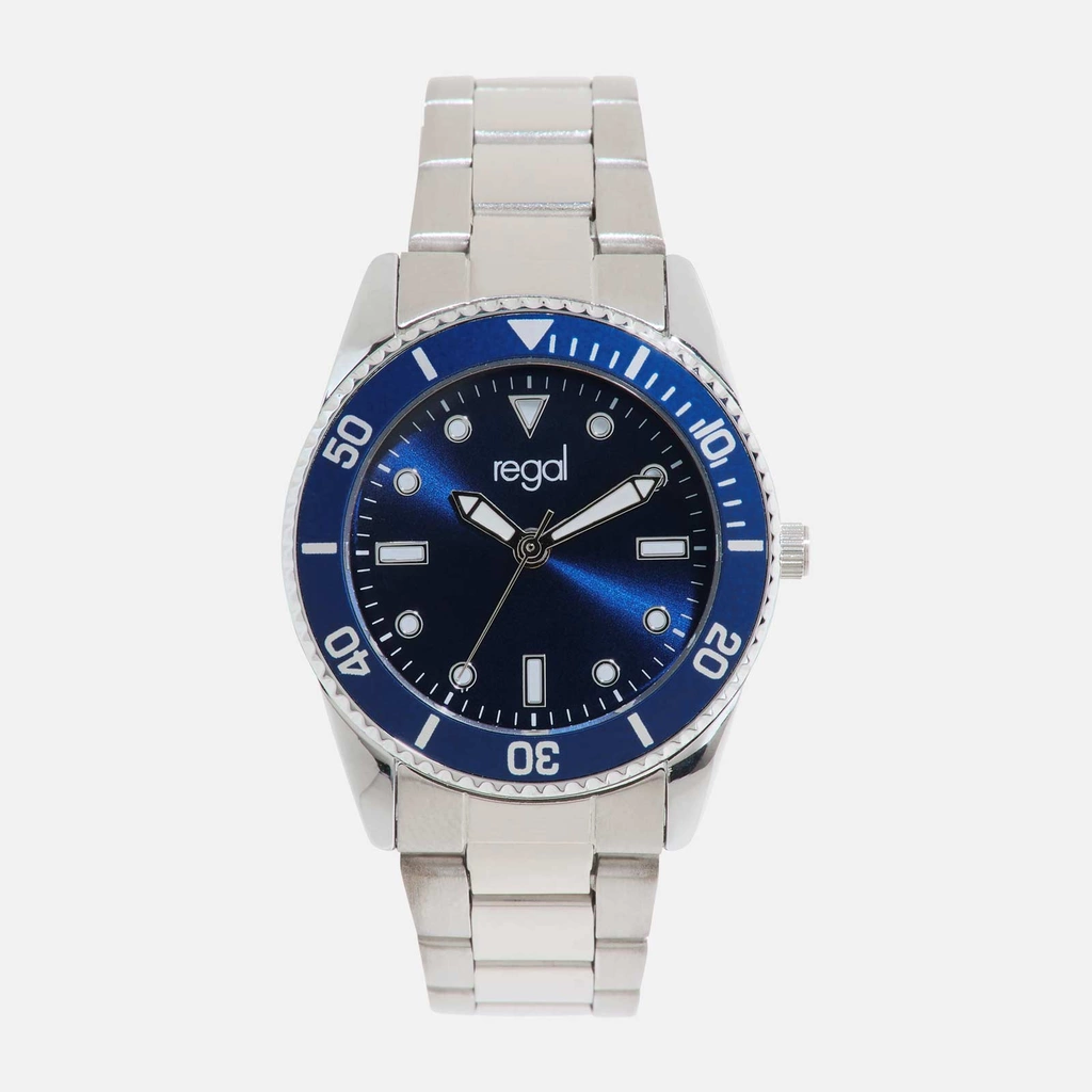 Regal barnklocka - metallband, silver/blå, 30 mm